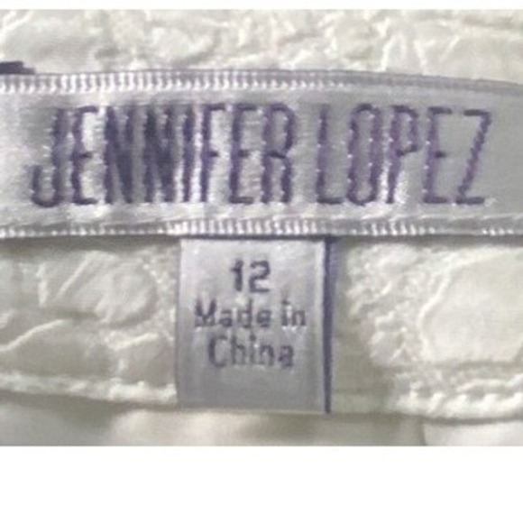 JENNIFER LOPEZ White Pencil Skirt Python Embossed Front Slit Gold Zipper Size 12 - Picture 3 of 8